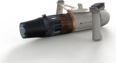 A 3D rendering of a white and black Aqua Marina BlueDrive X PRO Power Fin Tauchscooter und E-Motor.