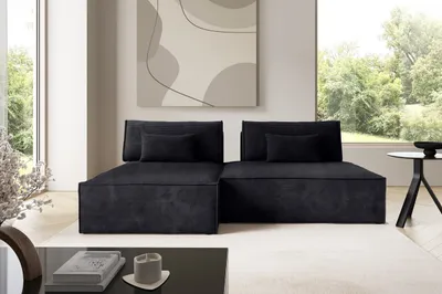 Produktbild von Furnisell Modular Cord Ecksofa Sofa "LUCCA", Schwarz