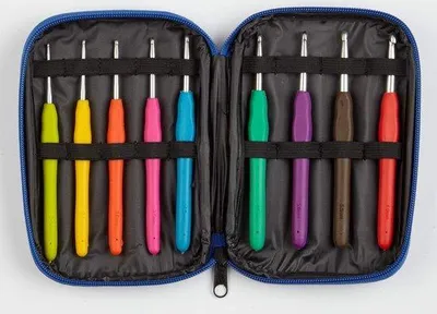 Produktbild von Crochet-Set mit 78 Stücken, Ergonomische Griffe für verschiedene Größen, Accessoires-Kit mit Beutel für alle Wolle-Arten, Nähnadeln