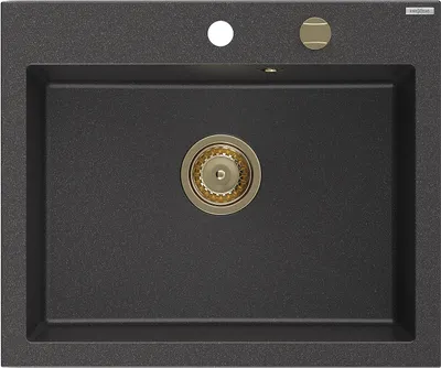 Immagine prodotto di Mexen Elix lavello in granito con 1 vasca 600 x 500 mm, nero maculato, sifone dorato - 6525601005-76-G