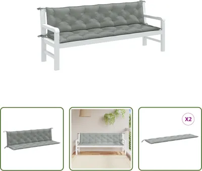 Zdjęcie produktu dla The Living Store Poduszki na ławkę ogrodową 2 szt. Melanżowy jasnoszary materiał 200x50x7 cm