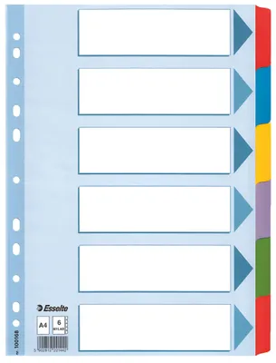 Produktbild von Esselte Karton Register blanko A4 6-teilig mehrfarbig