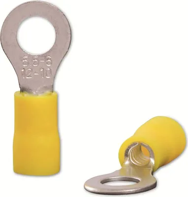 Produktbild von QUADRIOS Ringkabelschuh, 22C458, 4,0 - 6,0 mm², Gelb, Teilisoliert, Loch-Ø 6,5 mm, 100 St.