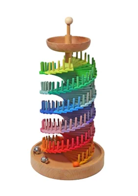 Produktbild von dinolino - großer Kugelturm Bausatz / 261 Teile. - Bunte Holzkugelbahn - Murmelbahn Kinderspielzeug, Holzspielzeug, Rollbahn, Kugelbahn, Spiralbahn