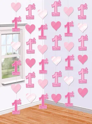 Produktbild von 1. Geburtstag Mädchen Hängegirlanden 6er Pack