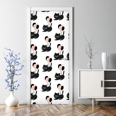 Produktbild von Dekorative Türaufkleber Raumdekoration selbstklebend Türposter Katzen mit Ballons 85 x 200 cm
