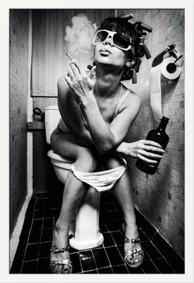 Immagine prodotto di Toilet Cam - Poster - Party Hard + cornice rimovibile, Shinsuke® Maxi MDF bianco, vetro acrilico