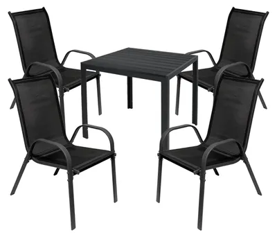 Produktbild von Gartengarnitur Sitzgarnitur 5-teilig L90xB90xH74cm Non-Wood Anthrazit