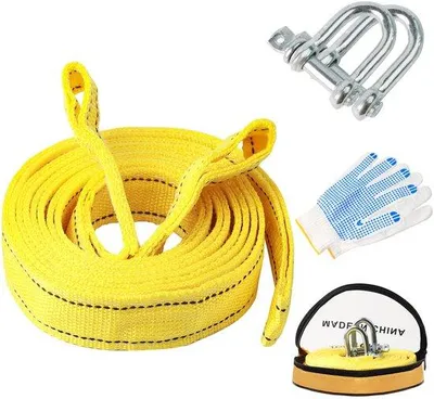 Image de Sangle de sécurité tout-terrain de 4 m de long à haute capacité de charge, chaîne de 5 tonnes, dispositif de fixation robuste avec crochet de sécurité, tendeur de chaîne avec gants antidérapants et sac de transport pour voitures, bateaux et camions