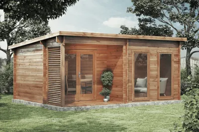 Produktbild von Alpholz Gartenhaus Orkus-44 aus Holz in Imprägniert (Pinie) mit 44 mm Wandstärke, Größe: 540 x 420 cm, Pultdach