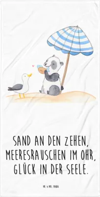 Produktbild von Mr. & Mrs. Panda Strandtuch Sommer Meer Glück - Weiß - Geschenk, Handtücher, Baumwollhandtuch, Strandurlaub, Großes Badehandtuch, Duschtuch, Frühling, Handtuch, Küste