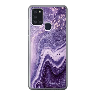 Produktbild von MuchoWow® Handyhülle Schutzhülle Hülle für Samsung Galaxy A21s Naturstein - Glitzer - Luxus Silikon Softcase Handy Hülle - Hartschale