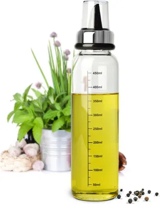 Produktbild von Essig Ölflasche 500ml mit Ausgießer und Verschluss Tropffrei mit Skala Ölspender Essigspender
