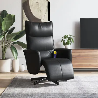 Produktbild von Cloris Designermöbel Massagesessel mit Fußteil Schwarz Kunstleder 2024 Neu