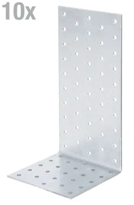Immagine prodotto di Alberts 820602 Staffa in lamiera forata, zincata sendzimir, 100 x 200 x 100 mm, set da 10