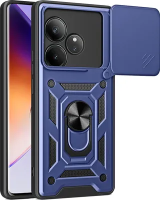 Produktbild von Hülle für Realme GT 6T 5G Magnetische Ring Ständer Halter Dia Kameraschutz TPU Bumper Silikon Schutzhülle Blau