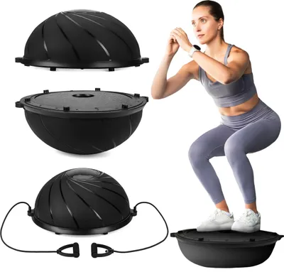 Produktbild von Gymtek® Balancekissen, Balance Pad - inkl Luftpumpe und Widerstandsbänder - 58 cm Durchmesser - Balance Kissen für Fitness, Rückentraining, Home Gym