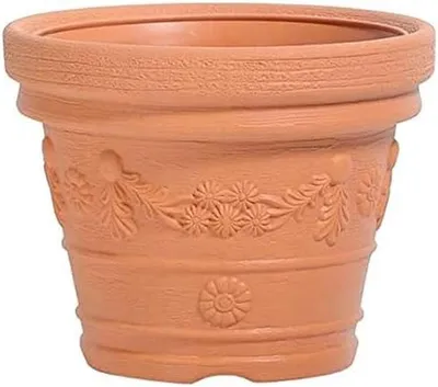 Immagine prodotto di Vaso in terracotta - Fioriera rotonda - Ideale per piante da esterno - Resistente ai raggi UV e al gelo - Diametro 57 cm - Terracotta