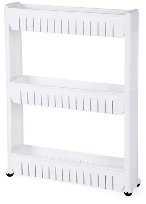 Produktbild von Küchenwagen - Rollregal Küchenregal - 3 Ebenen - PP Kunststoff - Mit Rollen - Weiß
