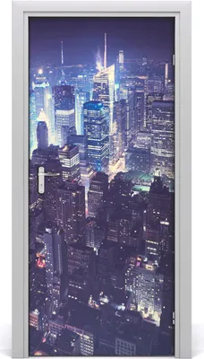 Produktbild von Tulup Türaufkleber 95x205 cm Dekorative Aufkleber Selbstklebend Wasserdichte Tapete Abnehmbar Schlafzimmer Wohnzimmer Wohnkultur - Manhattan in der Nacht