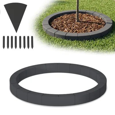 Produktbild von YZNAHRE Baumeinfassung Baumring Kunststoff Ø 80 cm mit Unkrautvlies Rasenroboter geeignet Beeteinfassung Rasenkante Gartenrand, Anthrazit