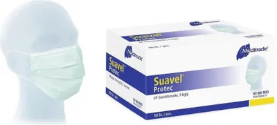 Produktbild von 200 Suavel Protec Schutzmasken - grün - Typ II - 3-lagig - Mundschutz