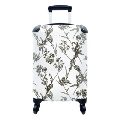 Produktbild von MuchoWow® Koffer Handgepäck Trolley Rollkoffer Kleine Reisekoffer mit 4 Rollen - Vintage - Pflanzen - Blumen - Muster - Cabin Size < 55x40x23 cm & 55x40x20 cm - Fotokoffer - Kabinenkoffer - Boardgepäck - Reise-Box - Reisekoffer - Reisegepäck - Koffer mit Bild - Trolley für Kinder