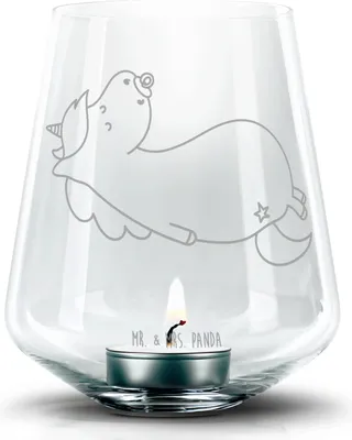 Produktbild von Mr. & Mrs. Panda Laterne Einhorn Schnuller - Transparent - Geschenk, Geburtstag, Baby, Kerzenhalter Glas, Einhörner, Windlicht, Geburt, Unicorn, Mutter, Kerzenglas
