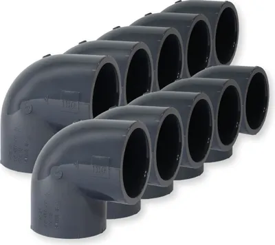 Produktbild von 10er Set PVC-U Fitting Winkel 90° 50 mm