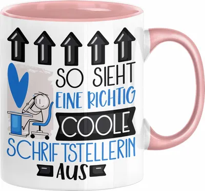 Produktbild von Schriftstellerin Geschenk Tasse Geschenkidee für Schriftstellerin Geburtstag Weihnachten Spruch So Sieht Eine Richtig Coole Schriftstellerin Aus Kaffee-Becher  (Rosa)