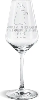Produktbild von Mr. & Mrs. Panda wein glas Alpaka Fahne - Transparent - Geschenk, Weißweinkelch, Alpakas, Weinglas Für Weißwein, Lama, Liebe, Lamas