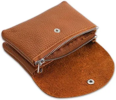 Immagine prodotto di Piccolo ed elegante portamonete da donna con bottoni a pressione, marrone, semplice.