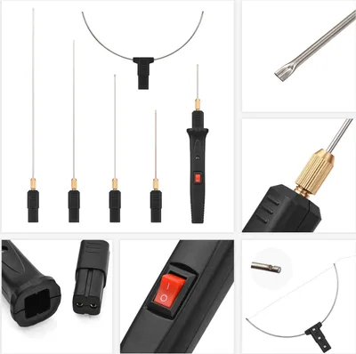 Obrázek produktu pro 24W ruční elektrická řezačka na pěnu s 5 rovnými hroty a 1 obloukovým hrotem s nastavitelnou teplotou Přenosné pero na řezání pěny Řezačka na horký drát Řezací nástroj na pěnový polystyren Gravírka