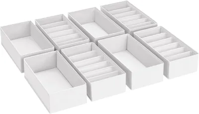 Produktbild von Schubladeneinsatz & -organizer Homsorout Schubladen-Organizer, Kleiderschrank-Organizer, faltbar, Unterwäsche-Organizer, Set mit 8 Aufbewahrungsboxen,