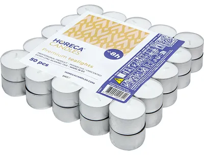 Teelichter 50er Set, 8 Std. Brenndauer, weiß, parfümfrei