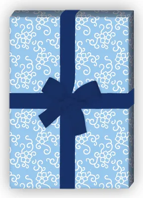 Produktbild von Indigo Geschenkpapier mit Ranken Blüte für liebevolle Geschenk Verpackung - G8482, 32 x 48cm
