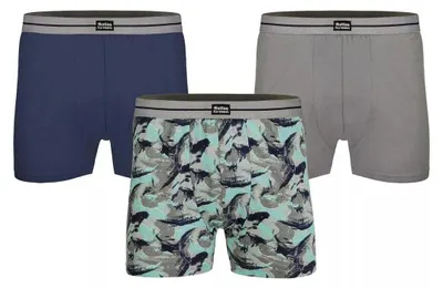 Obrázek produktu pro Atlas For Men – Pánské boxerky (balení po 3 ks) AF2051 (6XL) (námořnická modrá/šedá/modrá)