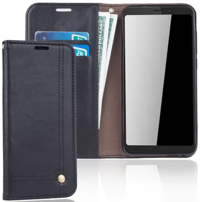 Image de Étui de protection pour téléphone Wiko View, type portefeuille, de couleur noire