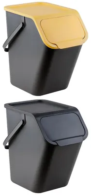 Productafbeelding van Afvalemmer 25 l, set van 2, klikdeksel, voor afvalscheiding in keuken