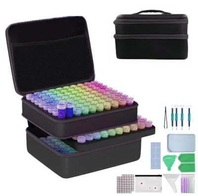 Image de Boîte de rangement pour le Diamond Painting, boîtes d'accessoires pour le Diamond Painting de 240 pièces, comprenant une boîte de rangement et un entonnoir.