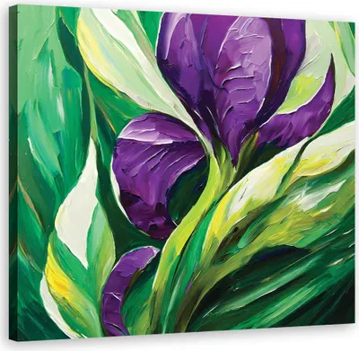 Produktbild von Leinwandbild Lila gemalte Blumen 50x50 Feeby Violett bild für die wand bereit zum aufhängen