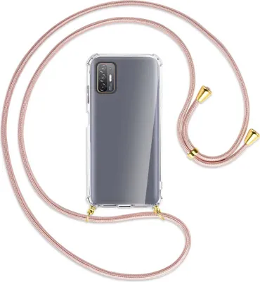 Produktbild von Handykette Backcover-Schutzhülle mit Band (Metall goldfarben) für HTC Desire 21 Pro - roségold