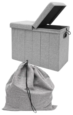 Imagen del producto de Cesta de ropa plegable con bolsa para la ropa, color gris claro, dimensiones 62x31x45 cm
