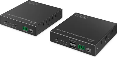 Produktbild von DIGITUS Extender Set HDMI Fiber 4K/60Hz schwarz