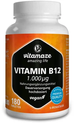 Immagine prodotto di Vitamaze Vitamina B12 1.000 µg ad alto dosaggio - 180 compresse