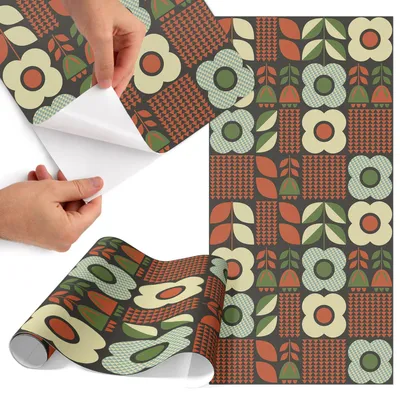 Produktbild von Möbelfolie 50x100 cm - Klebefolie Möbel - Selbstklebende Folie - Folie für Möbel - Möbelfolie Küche - Klebefolie Küche - Möbelfolie Schrank - Wasserdicht - Abwaschbar - Selbstklebend - Luftblasenfrei - Rückstandslos entfernbar - Blumenfolklore