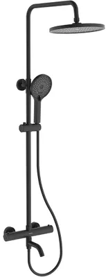 Productafbeelding van Douchekolom Selma - thermostaatkraan voor bad, draaibaar - mat zwart - 80-130,4 cm