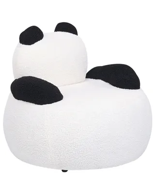 Produktbild von BELIANI Kindersessel Weiß u. Schwarz Bouclé Rund Tierform Pandabär Modern Niedlicher Polstersessel für Kinder Schlafzimmer Sitzmöbel Jugendzimmer