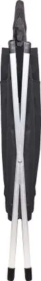 A folded laundry basket with two white poles crossed in the center, against a white background.