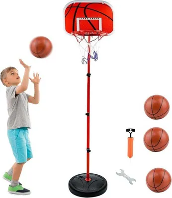 Immagine prodotto di Canestro da basket per bambini - Canestro regolabile con 3 palloni da basket e pompa
